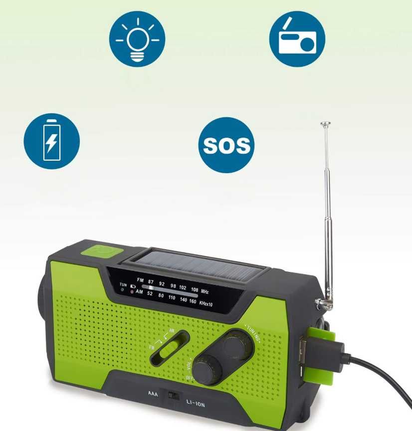 MILFECH Radio solarne 8000 mAh - latarka, dynamo, USB C, AM/FM, kompas