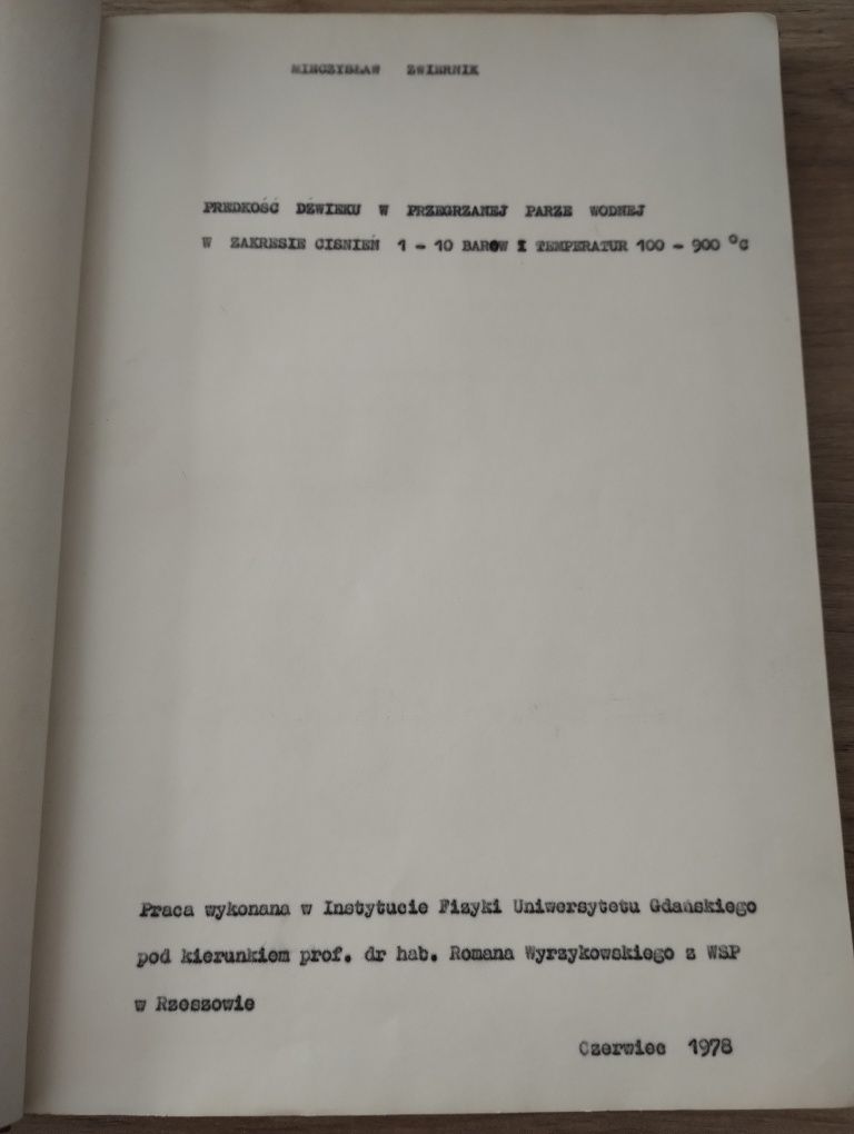 2x praca doktorska Prędkość dźwięku w przegrzanej parze wodnej