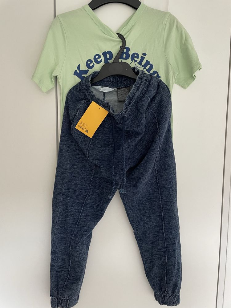 Nowy tshirt H&M nowe spodnie dresowe H&M 122 cm