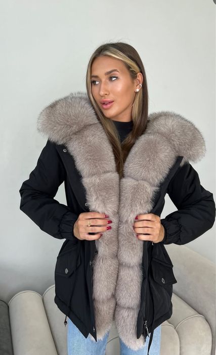 Парка с отделкой из меха песец натуральный S