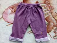 Fioletowe spodnie dresowe ok. 62 - 68 w pasy paski kokardki jak nowe