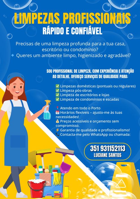 Limpeza profissional em todo o Porto