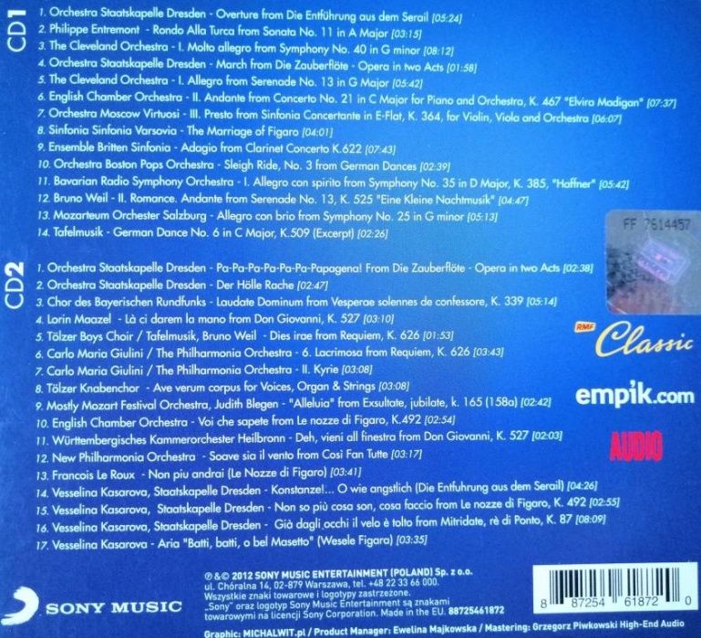 Mozart Exclusive 2x CD - Stan płyt idealny! Bardzo zadbane!