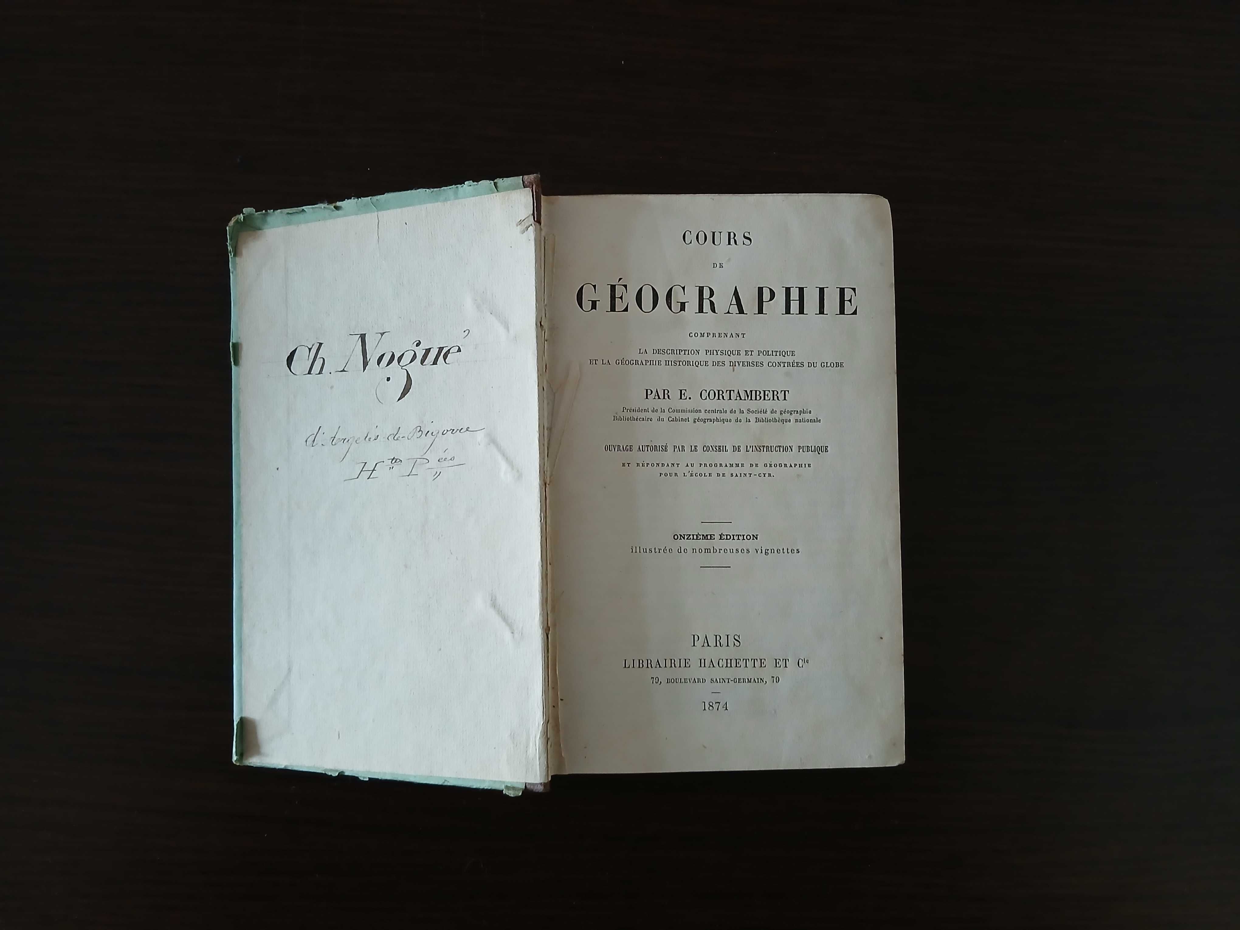 Livro Francês | Cours de Géographie | E. Cortambert | 1874