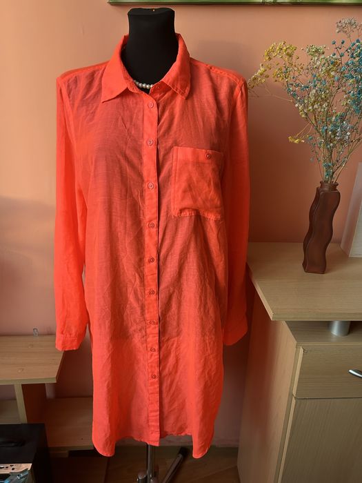 Długa koszula róż neonowy L 40