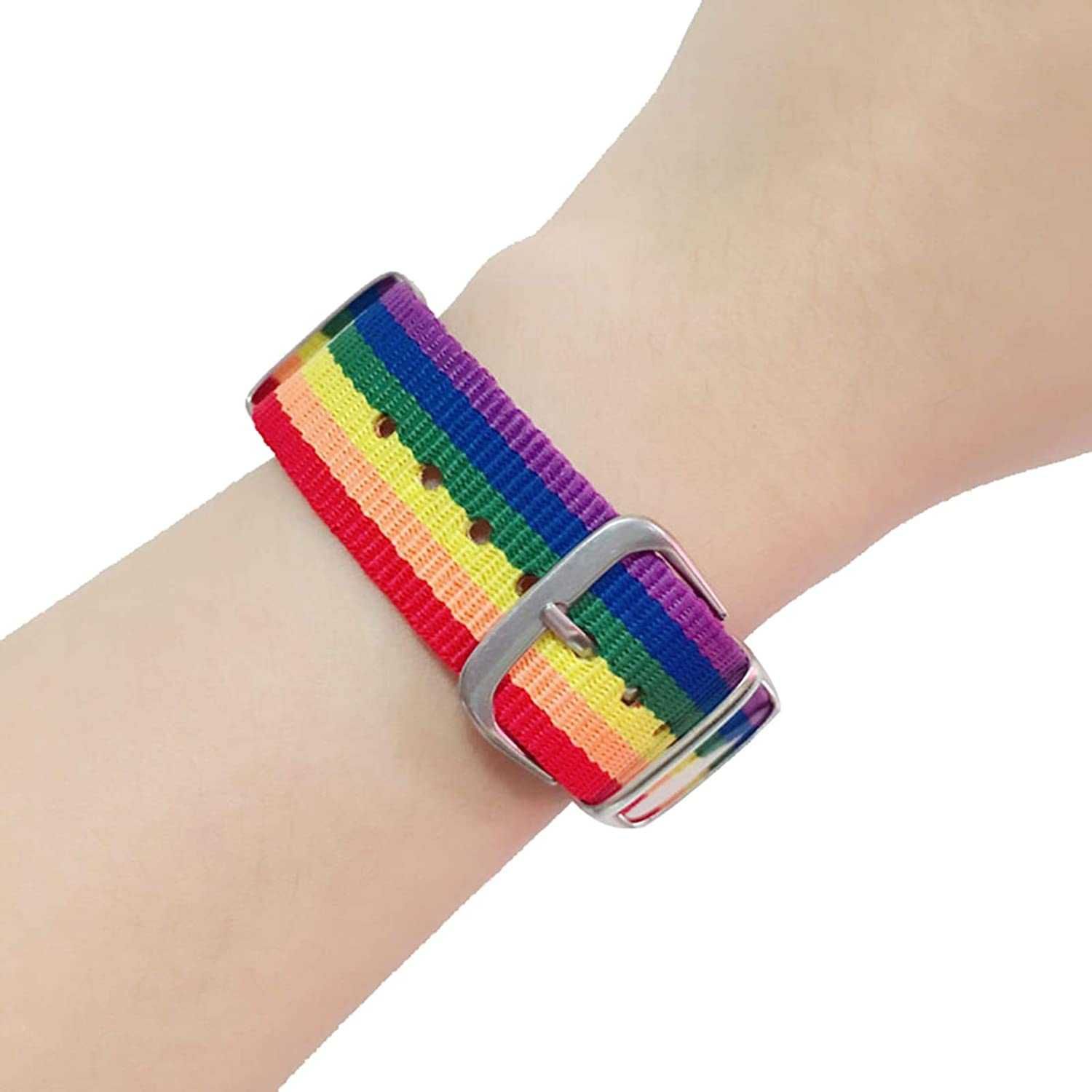 Nowa Tęczowa mesh Nato bransoletka LGBT na rękę opaska  zegarka pasek
