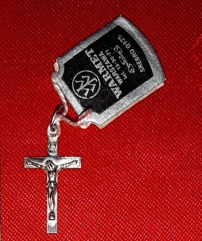 Warmet nowy srebrny krzyżyk z Jezusem z PRL