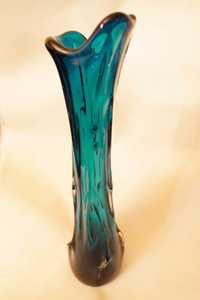 Przepiękny turkusowy wazon Czechosłowacja lata 60