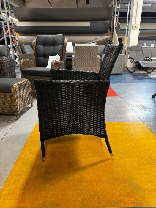 OUTLET! Komplet Krzeseł Ogrodowych Z Technorattanu Czarne Krzesła