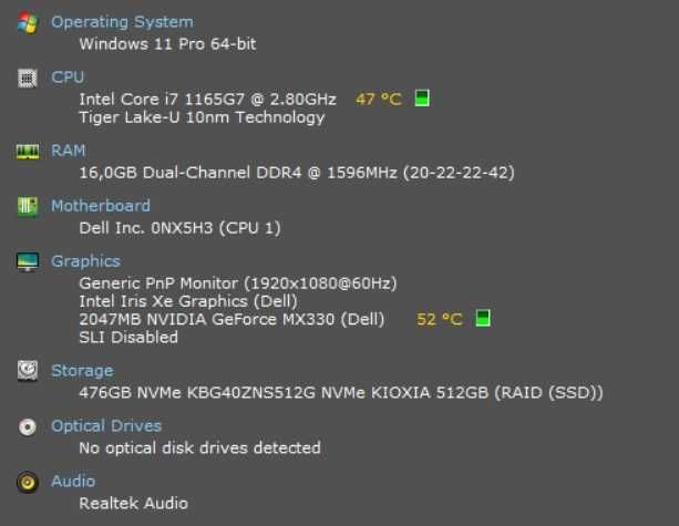 Laptop Dell i7-1165G7, 16 GB RAM, DELL Vostro 3500 super stan