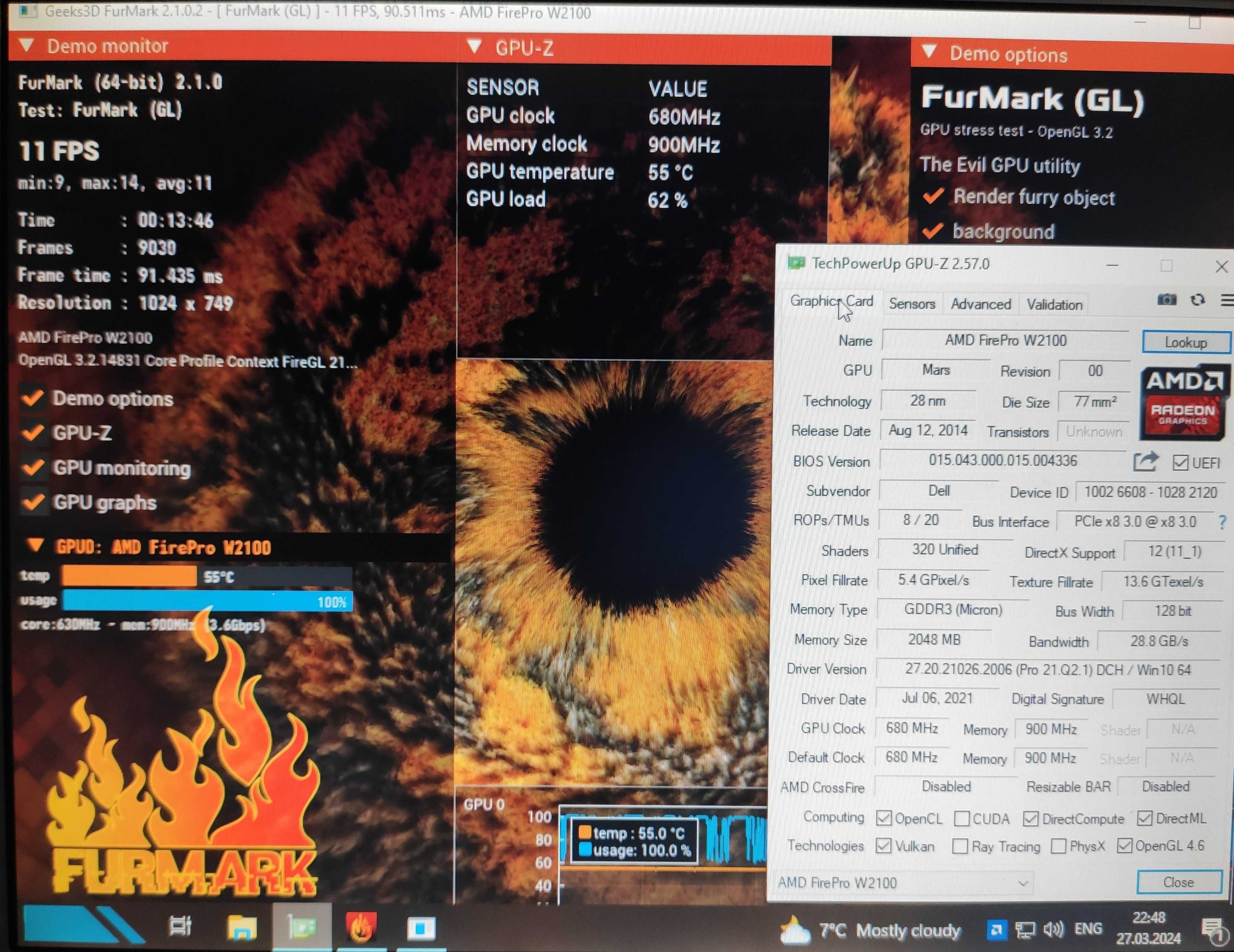 AMD Radeon FirePro W2100 (2gb 128bit ddr3) 2015