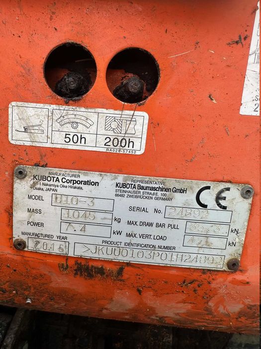 Minikoparka Kubota U10-3   2015r  tylko 1055mth