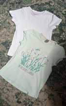 2 szt. koszulka 134 t-shirt biały w-f i miętowa