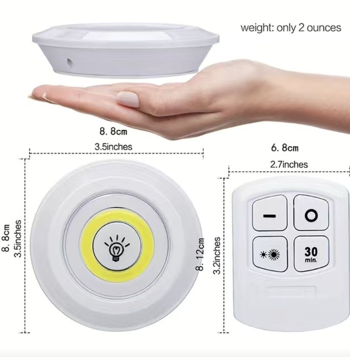 Luzes Led sem fios com comando 6 unidades
