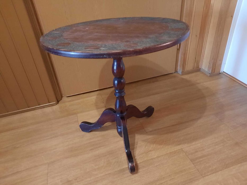 Stół stolik stoliczek retro antyk PRL okrągły kawowy oryginał rzeźba