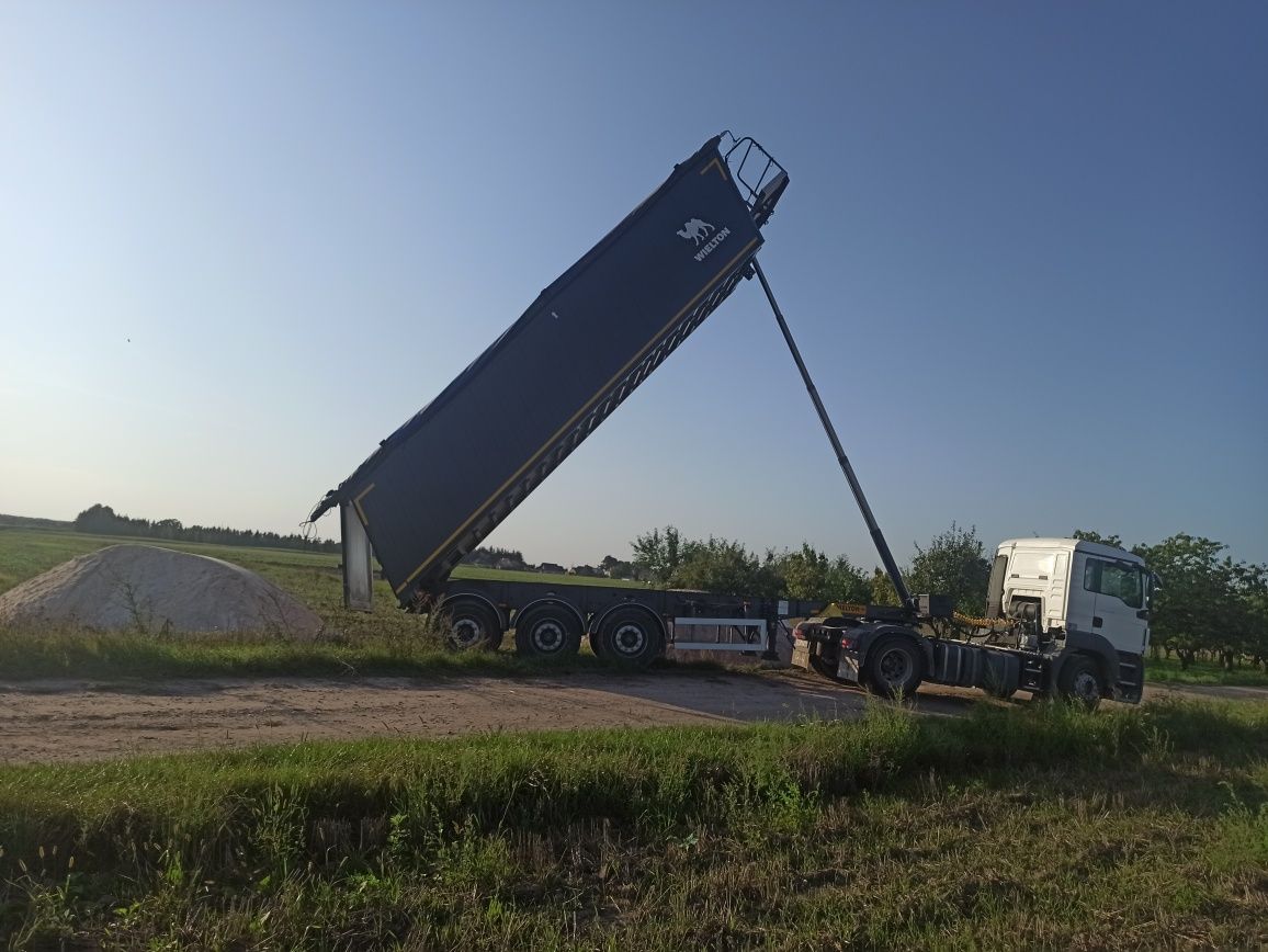 Usługi transportowe wywrotka 27t40m3 Kruszywa, Wapno, Zboża, węgiel.