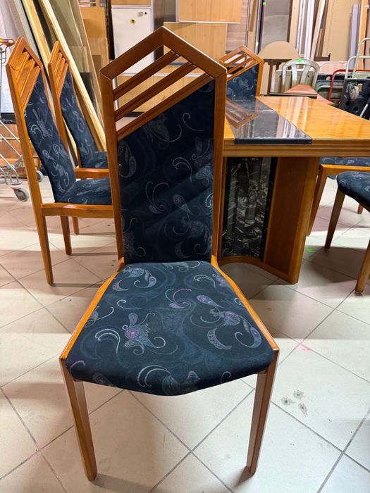 Stół rozkładany z naturalnym marmurem + 6 krzeseł DOWÓZ DO DOMU