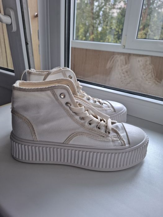 Кеди білі/беж високі