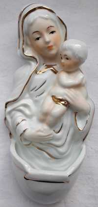 porcelanowa dekoracyjna kropielnica Madonna z Dzieciątkiem