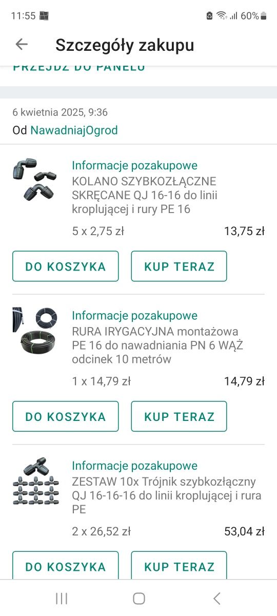 Trójnik 16 plus kolano 16 linia kroplująca