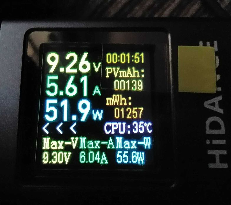 13-в-1 Юсб тестер напруги та струму DC 4.5–50V / 0–12A PD3.1 до 600 Вт
