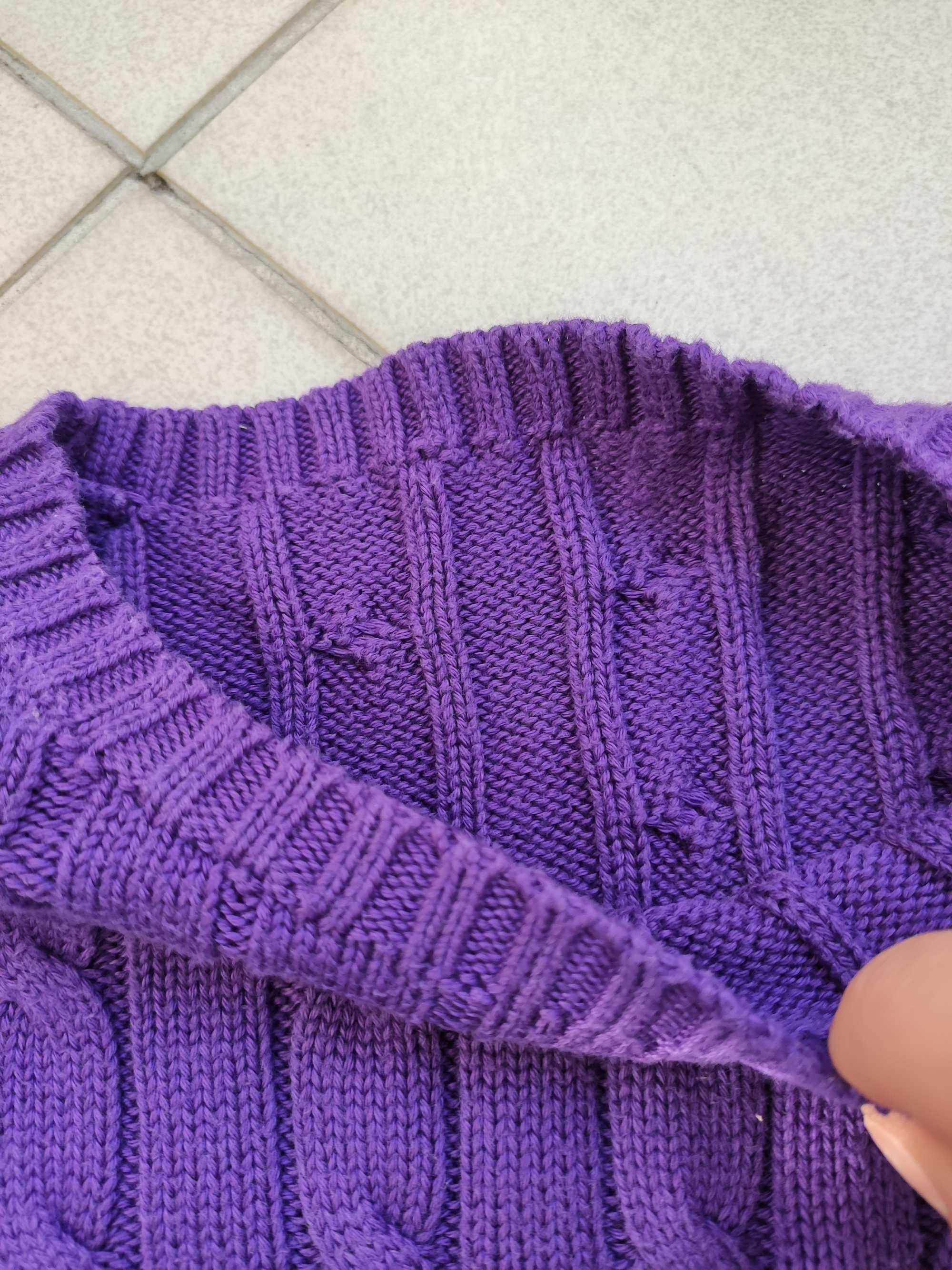 Ralph Lauren sweter damski warkocz fioletowy r. M