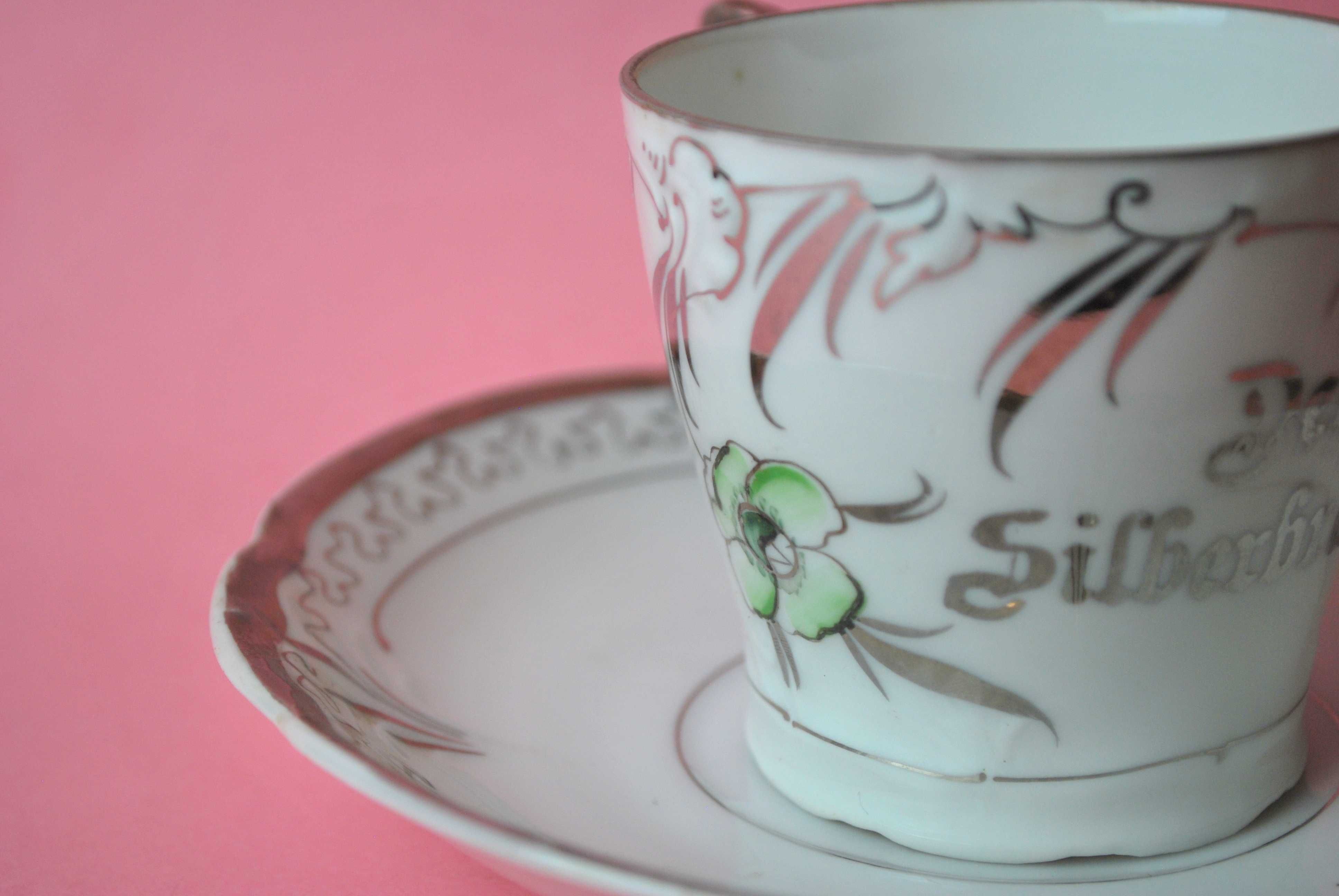 Filiżanka duo lata 20 30 srebrne gody retro vintage porcelana bawaria