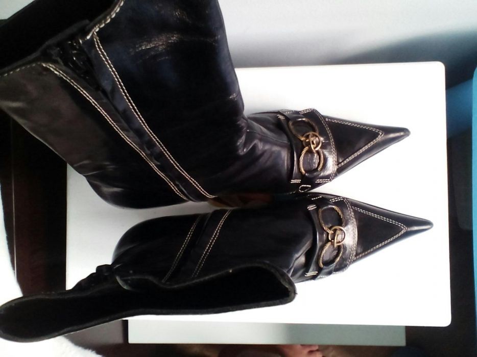 Botki czarne skorzane r. 36 kozaczki Tamaris wyprzedaż