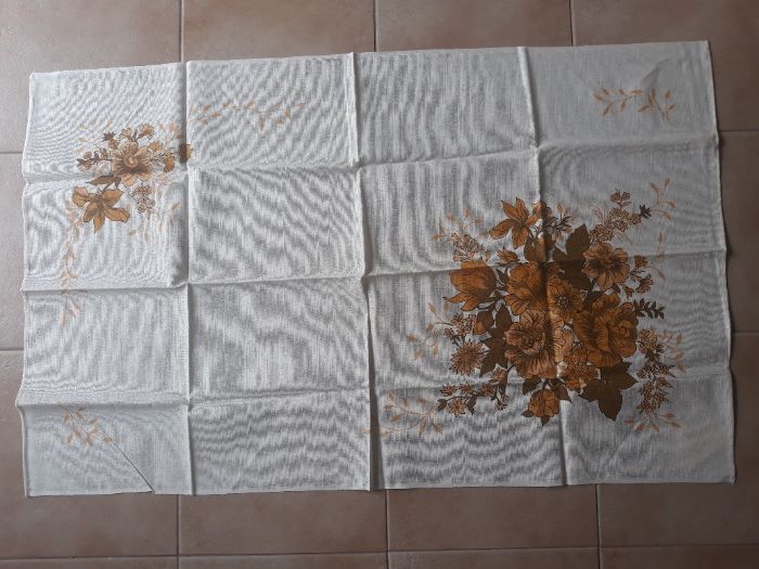 obrus, bieżnik, makatka z metką z PRL-u len, 73 x 120