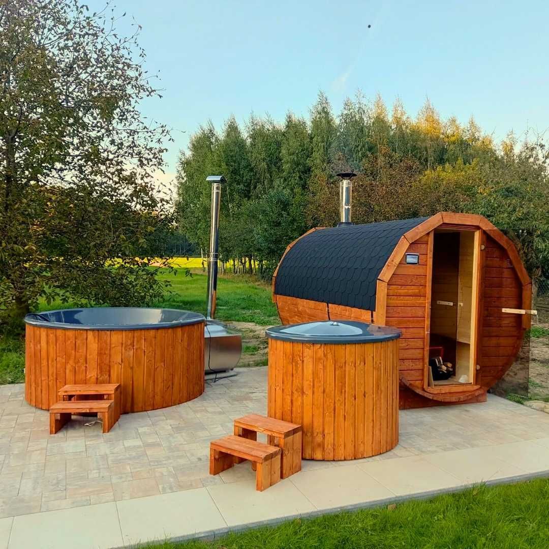 Zestaw Sauna Ogrodowa Balia Jacuzzi hot tube beczka do schładzania