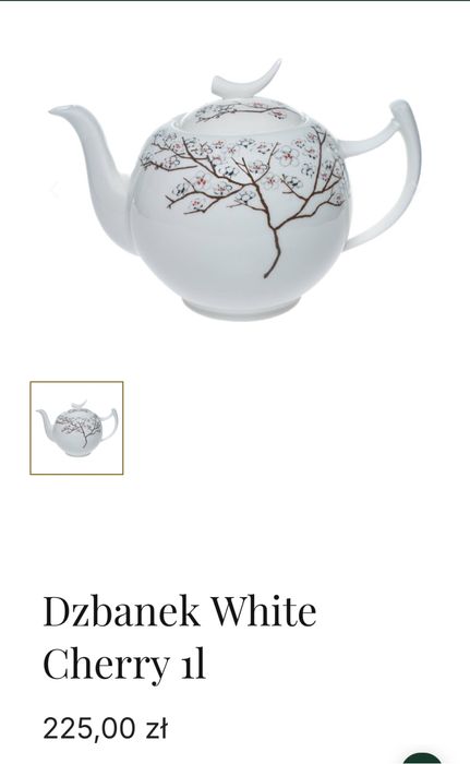 Dzbanek na herbatę White Cherry 1l porcelana