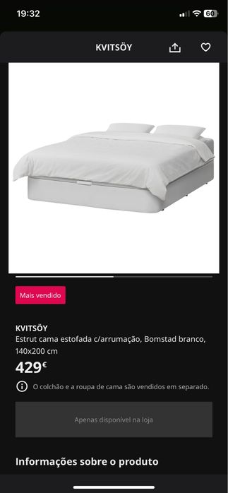 Cama somier com 2 anos apenas