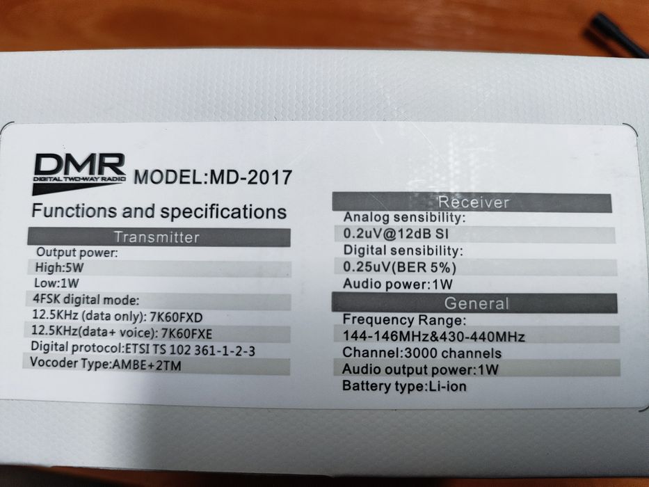 Radio dwupasmowe tyt md2017 dmr