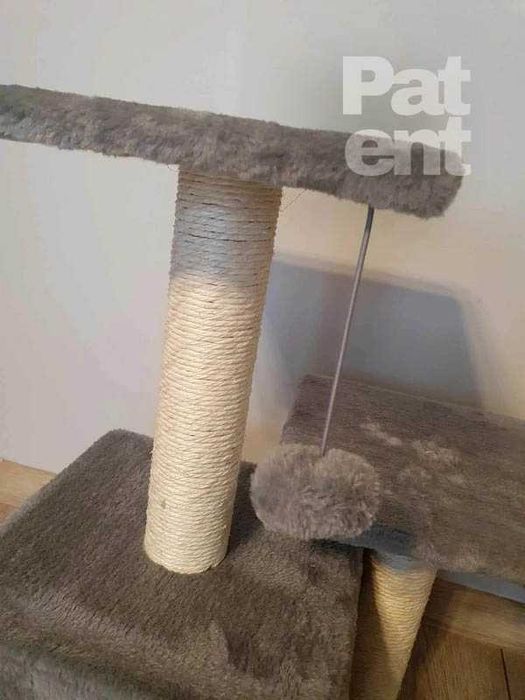 Szary drapak dla kota domek legowisko budka miękki drapanie