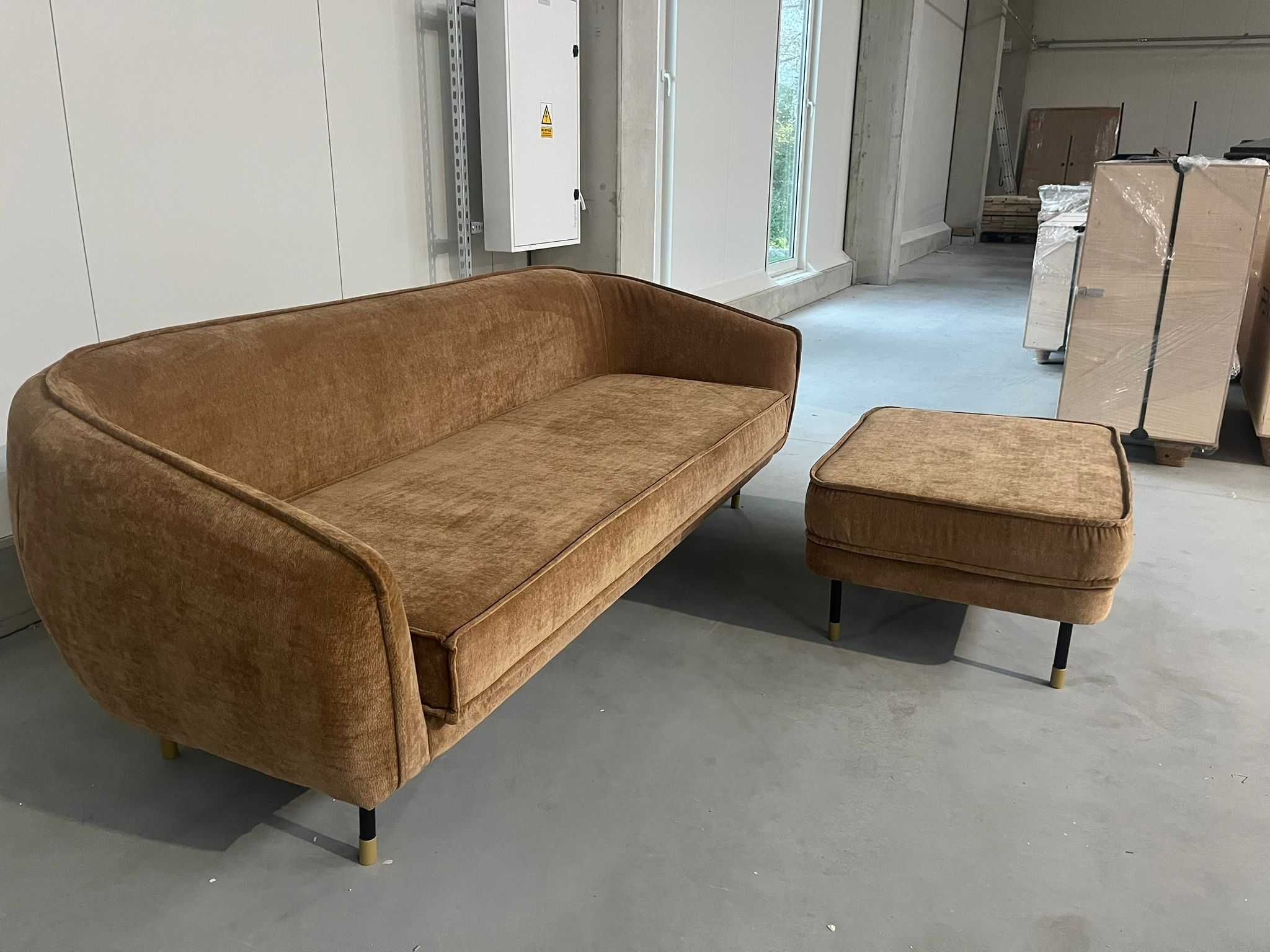 Sofa materiał brązowa 2 szt 2450x1100x900