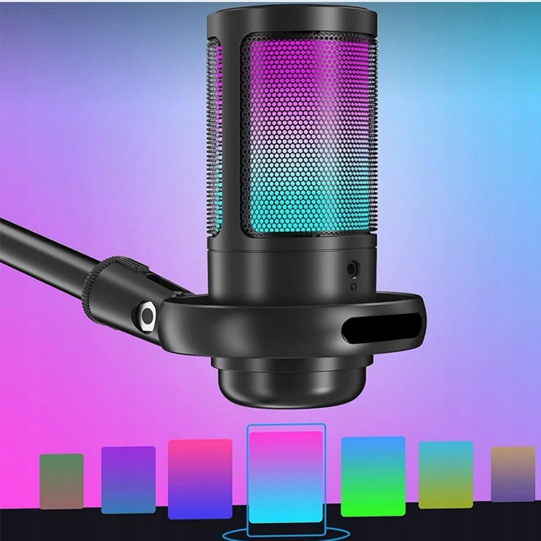 Gamingowy Mikrofon RGB z Przycisk Mute i Pop Filtrem
