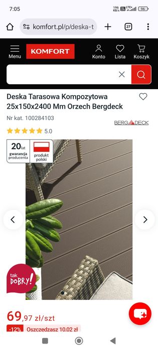 Deska tarasowa kompozytowa 25x150x240 orzech bergdeckk