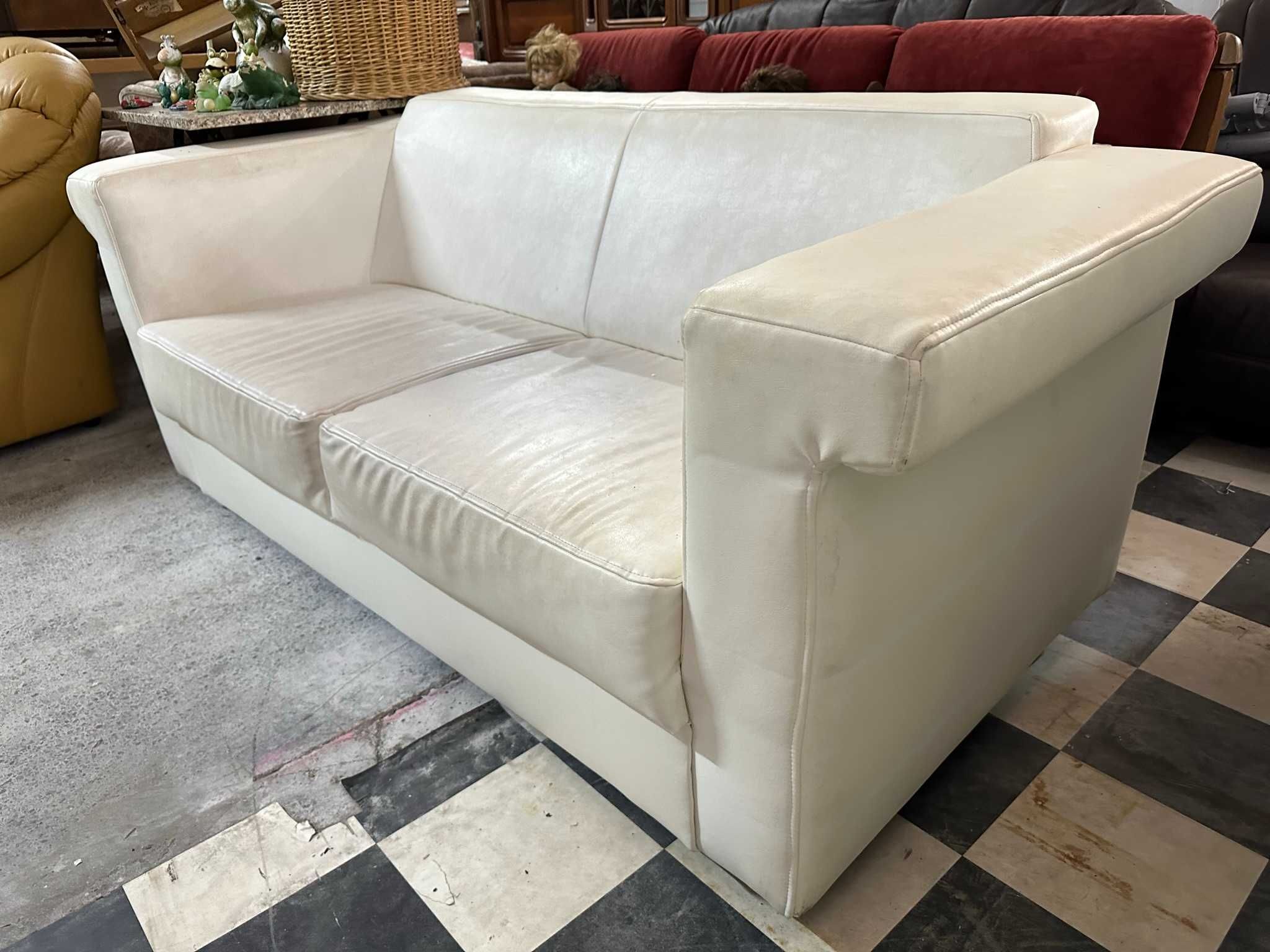 Nowoczesna sofa 3-osobowa skóra prawdziwa DOWÓZ DO DOMU