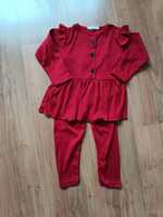 Czerwony komplet bluzka+legginsy 98