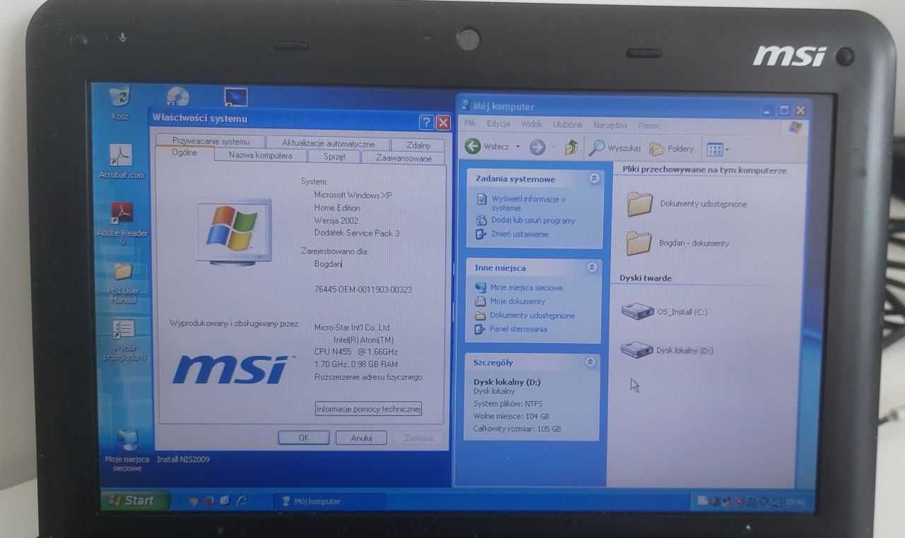 Laptop MSI U135DX, 1GB RAM, 1.7GHz, 160GB HDD, 10"