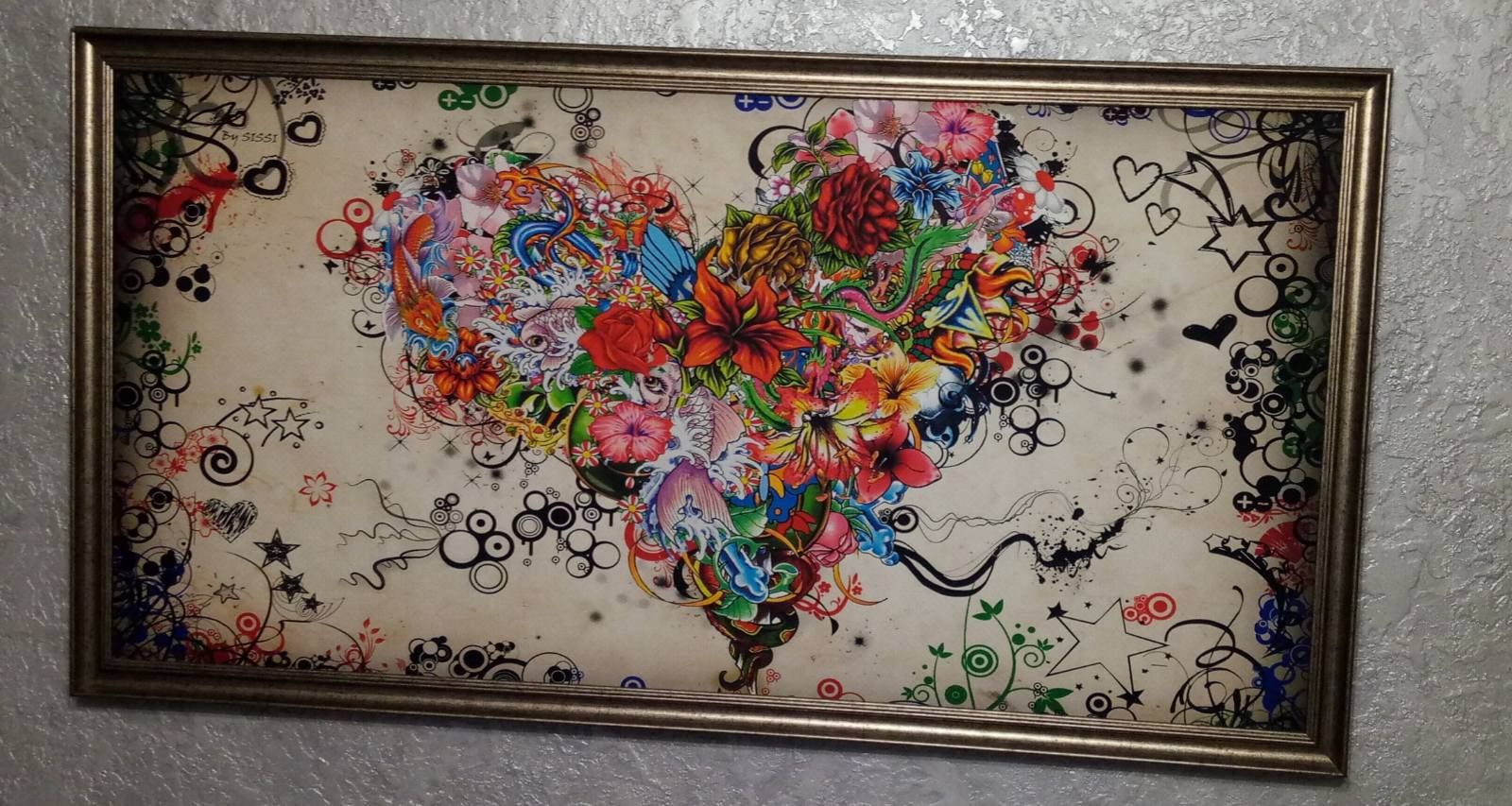 Картина на стену,в рамке "Сердце Хиппи"