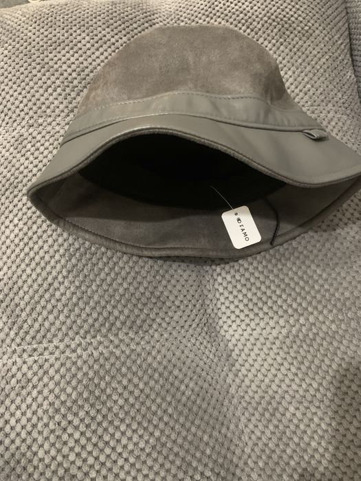 Трендовая кожаная замшевая панама стиль Zara серая разм 56-57