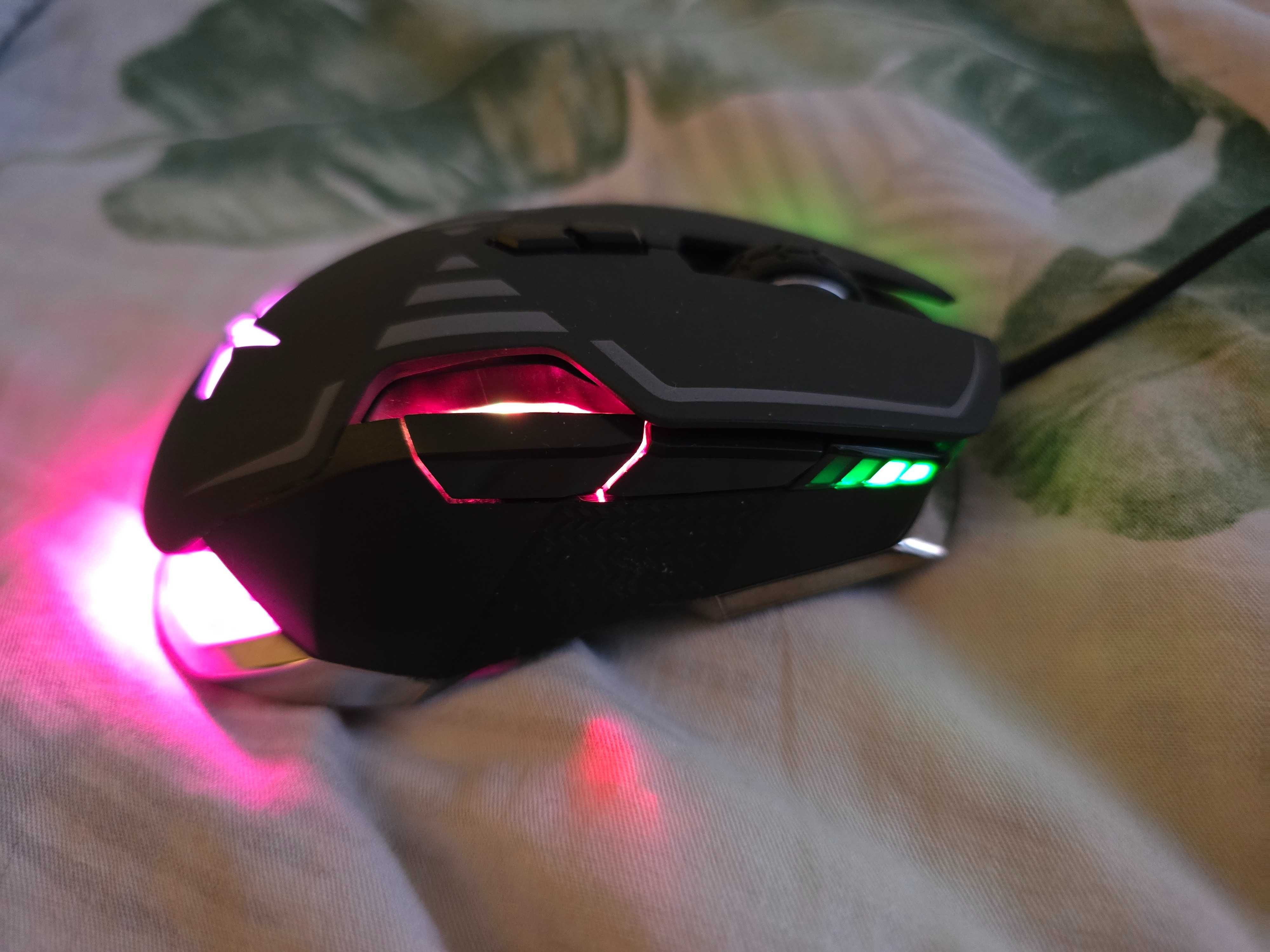Mysz, myszka gamingowa Delux M628BU 16000 DPI RGB - stan bardzo dobry