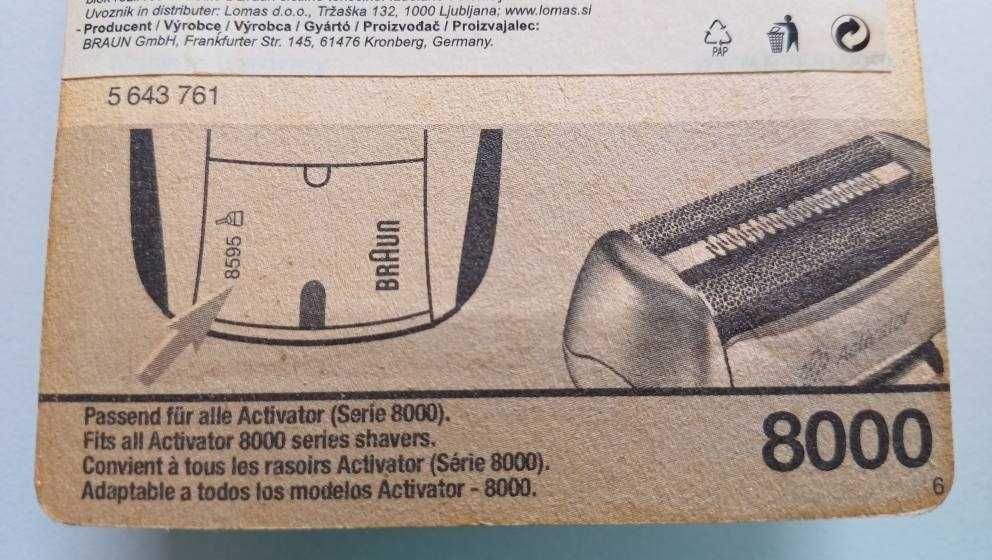 Zestaw : folia i nóż do golarek Braun typu 8000 np 8200, 8567 itd