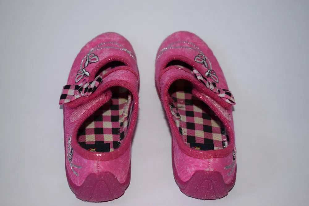 Różowe pantofle dziecięce dla dziewczynki r. 27 zapinane na rzep