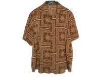 Shein etno vintage aztecka hawajska koszula męska retro brąz eco 3XL