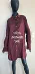 Sukienka koszulowa 100% Jedwab silk. Oversize. Burgundowy Bakłażanowy