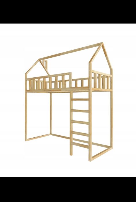 Łóżko domek na antresoli 160x80 DREWNO 100% + Materac 80x160 dziecięcy