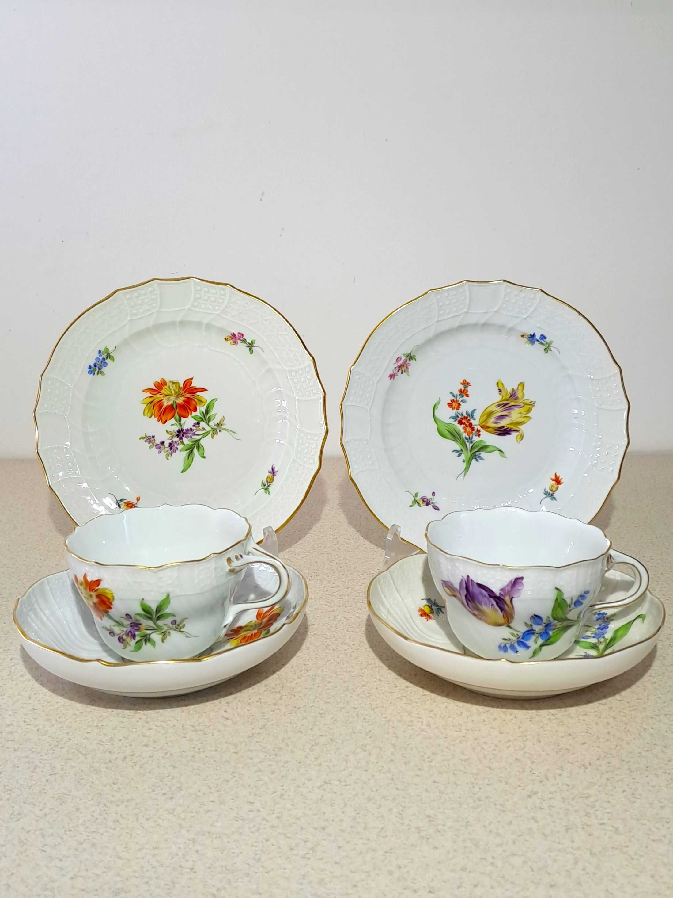 Serwis na 6 osób Meissen Miśnia 1852 - 1870 r. reliefy wytłoczenia