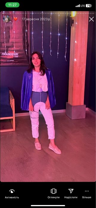 Піджак екошкіра синього кольору